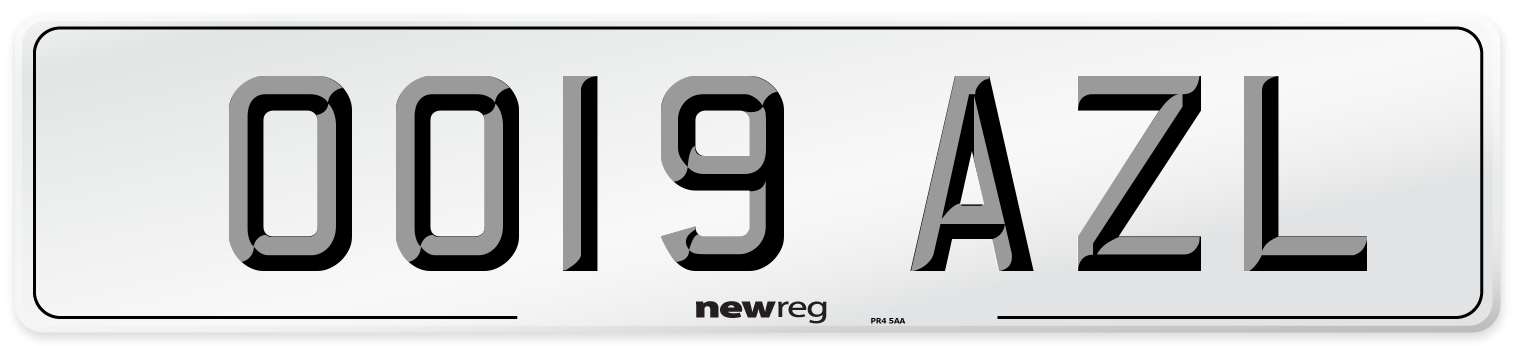 OO19 AZL Number Plate from New Reg